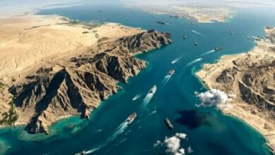 "خريطة توضيحية لمضيق هرمز والمياه الإقليمية الإيرانية والعمانية